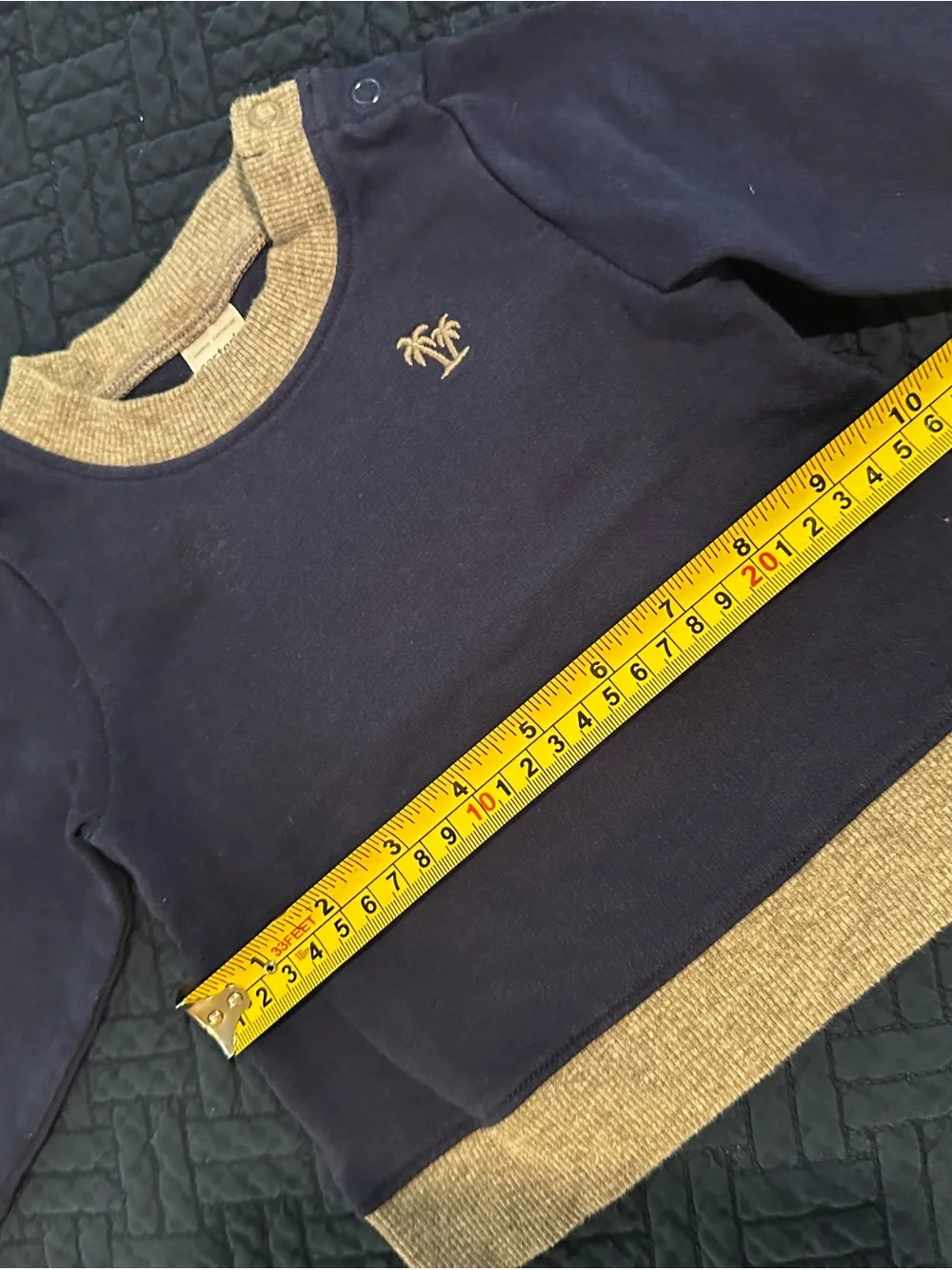 Carter’s Baby 9 Months Navy & Mustard Palm-Embroidered Pullover Cotton Sweater